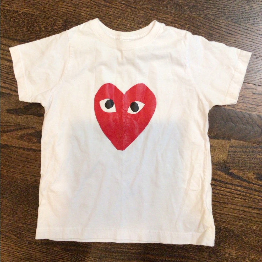 Rabbit Skins - White T-shirt featuring the brand's iconic large red heart